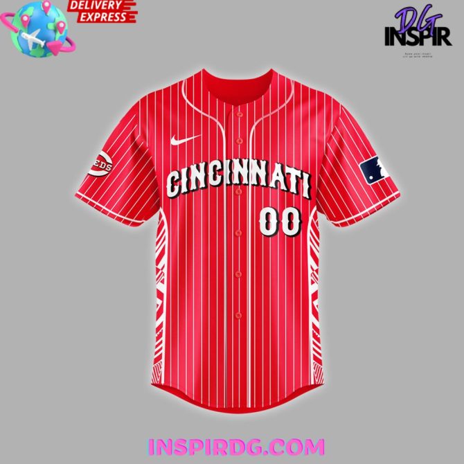 Mlb Cincinnati Reds White Red Stripped Baseball Jersey - Image 2