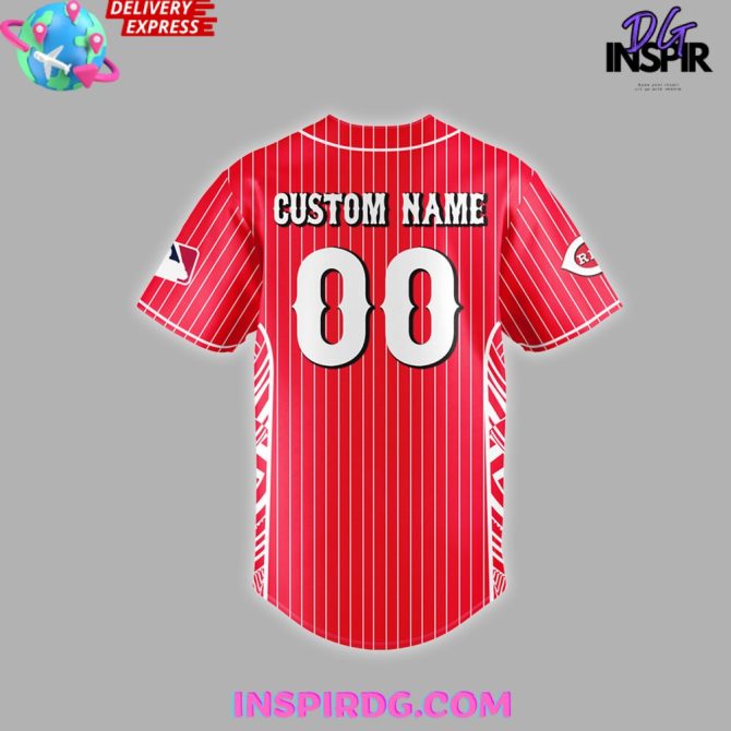 Mlb Cincinnati Reds White Red Stripped Baseball Jersey - Image 3