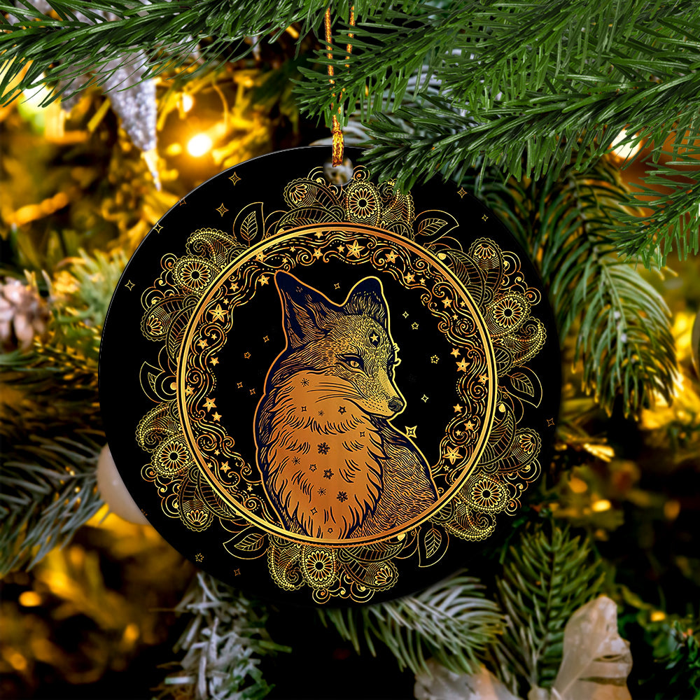 Mandala Fox Ceramic Ornament Perfect Gift For Holiday - Image 3