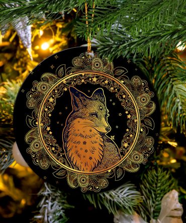 Mandala Fox Ceramic Ornament Perfect Gift For Holiday