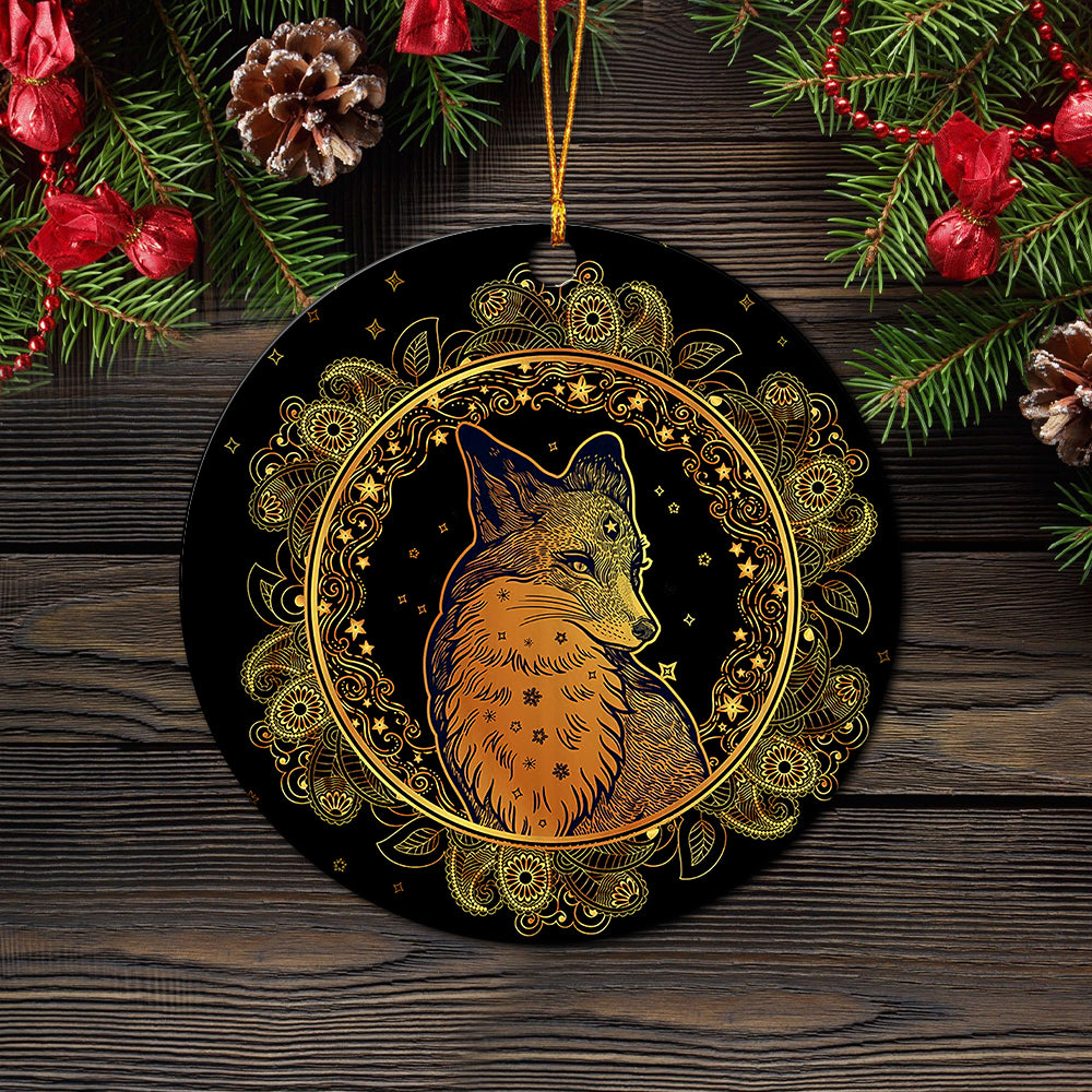 Mandala Fox Ceramic Ornament Perfect Gift For Holiday - Image 2