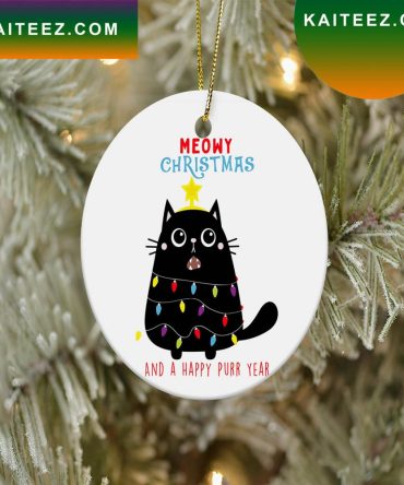 Meowy Christmas And A Happy Purr Year Cute Cat Christmas Ornament