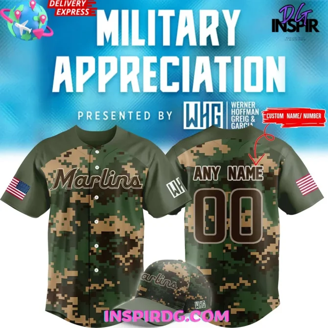 Miami Marlins X 2025 Military Appreciation Night Baseball Jersey