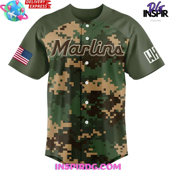 Miami Marlins X 2025 Military Appreciation Night Baseball Jersey - Image 2