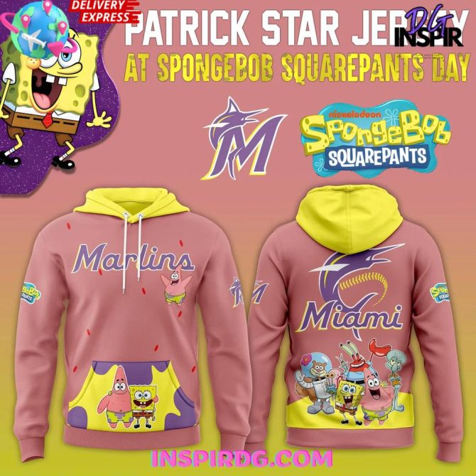 Miami Marlins X Spongebob Squarepants Special Edition All Over Print Hoodie