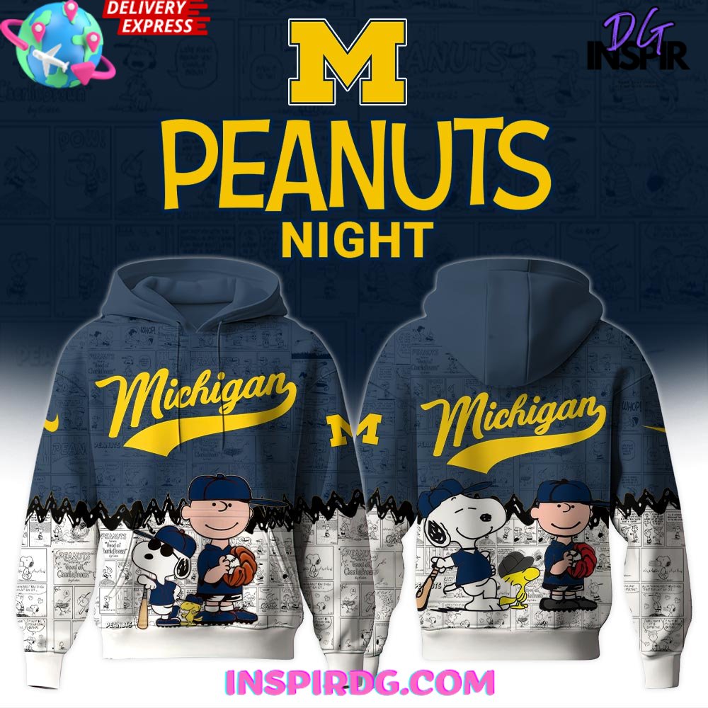 Michigan Wolverines Baseball X Peanuts Night All Over Print Hoodie, 3D Hoodie