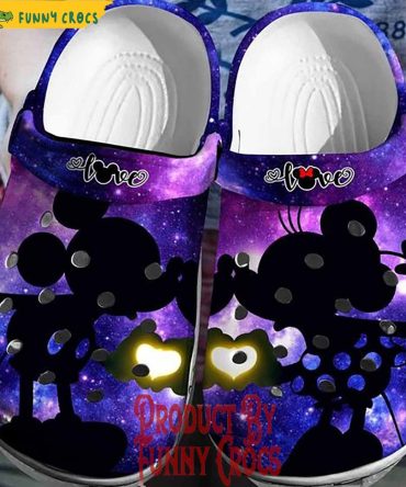 Mickey And Minnie Silhouette Kiss Galaxy Couple Crocs Shoes - Discover Comfort And Style Clog Shoes Unisex Clogs Garden Shoes