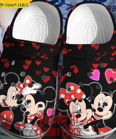 Mickey Minnie Pattern Hearts Valentines Crocs - Discover Comfort And Style Clog Shoes Unisex Clogs Garden Shoes