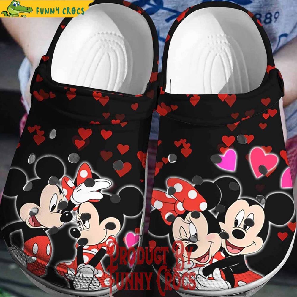Mickey Minnie Pattern Hearts Valentines Crocs - Discover Comfort And Style Clog Shoes Unisex Clogs Garden Shoes