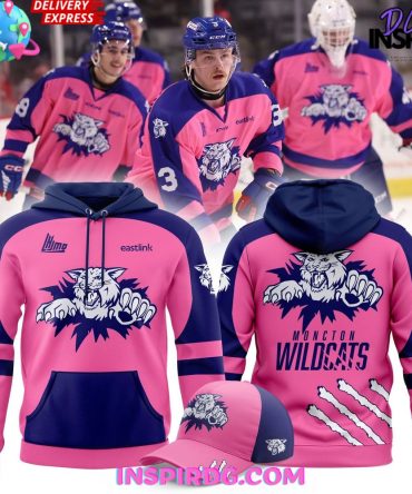 Moncton Wildcats Pink In The Rink 2025 All Over Print Hoodie