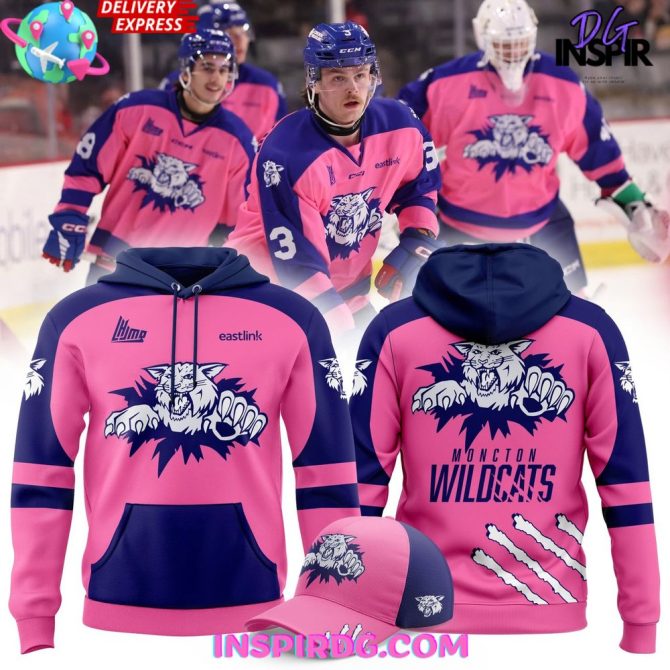 Moncton Wildcats Pink In The Rink 2025 All Over Print Hoodie
