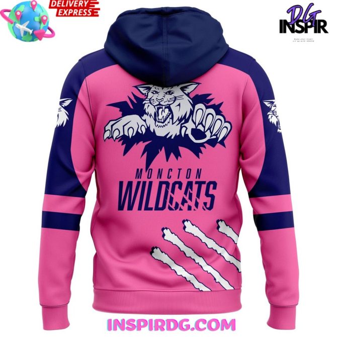 Moncton Wildcats Pink In The Rink 2025 All Over Print Hoodie - Image 3