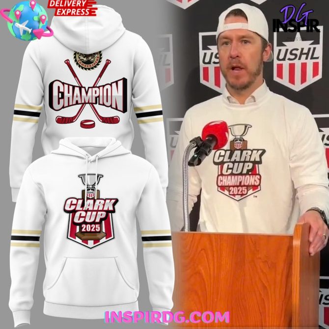 Muskegon Lumberjacks 2025 Ushl Clark Cup Performance White All Over Print Hoodie