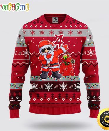 Ncaa Alabama Crimson Tide Dabbing Ugly Sweater Christmas Santa Snowman Sweater