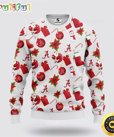 Ncaa Alabama Crimson Tide Ugly Sweater Christmas Santa Snowman Sweater