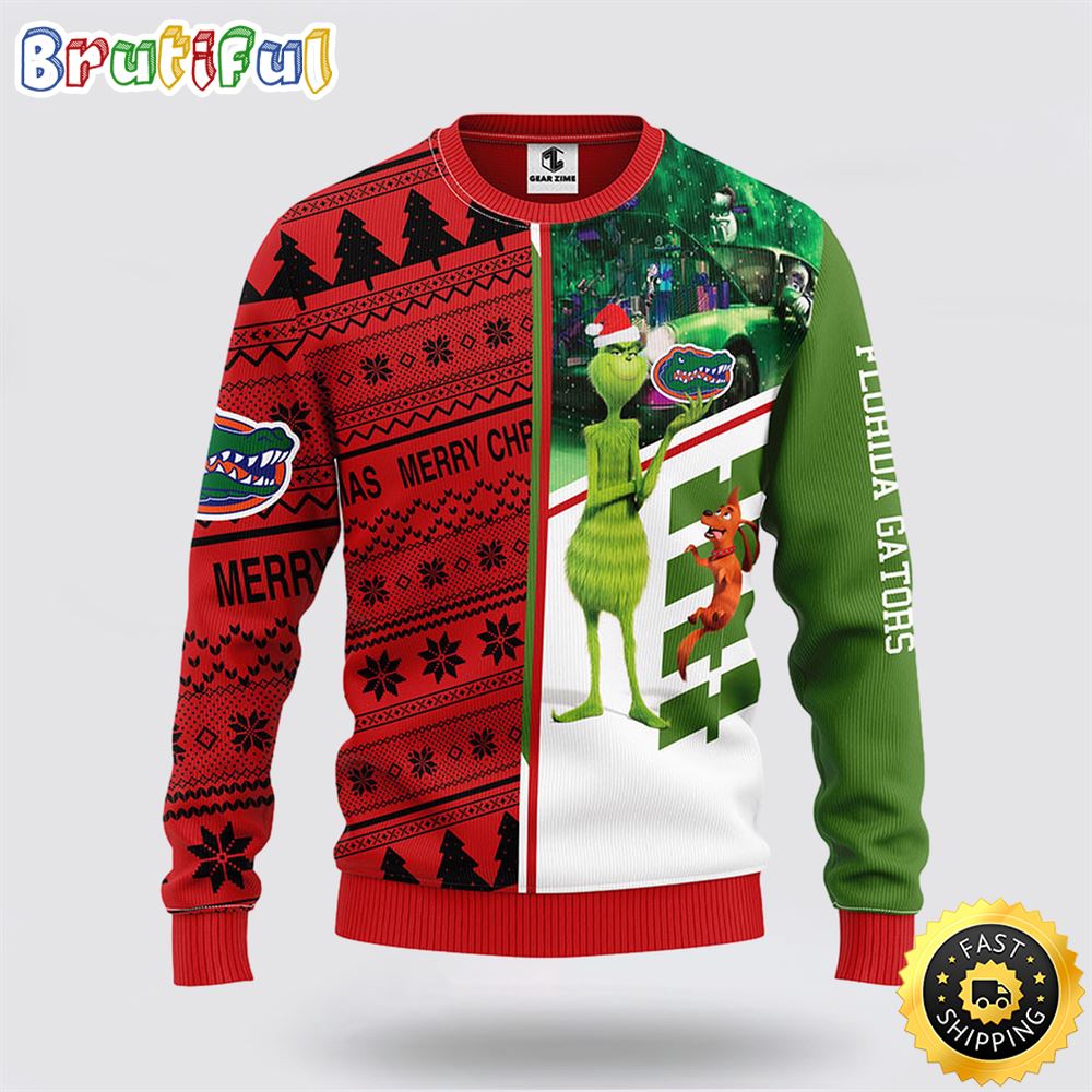 Ncaa Florida Gators Ugly Sweater Grinch & Scooby-Doo Ugly Christmas Sweater