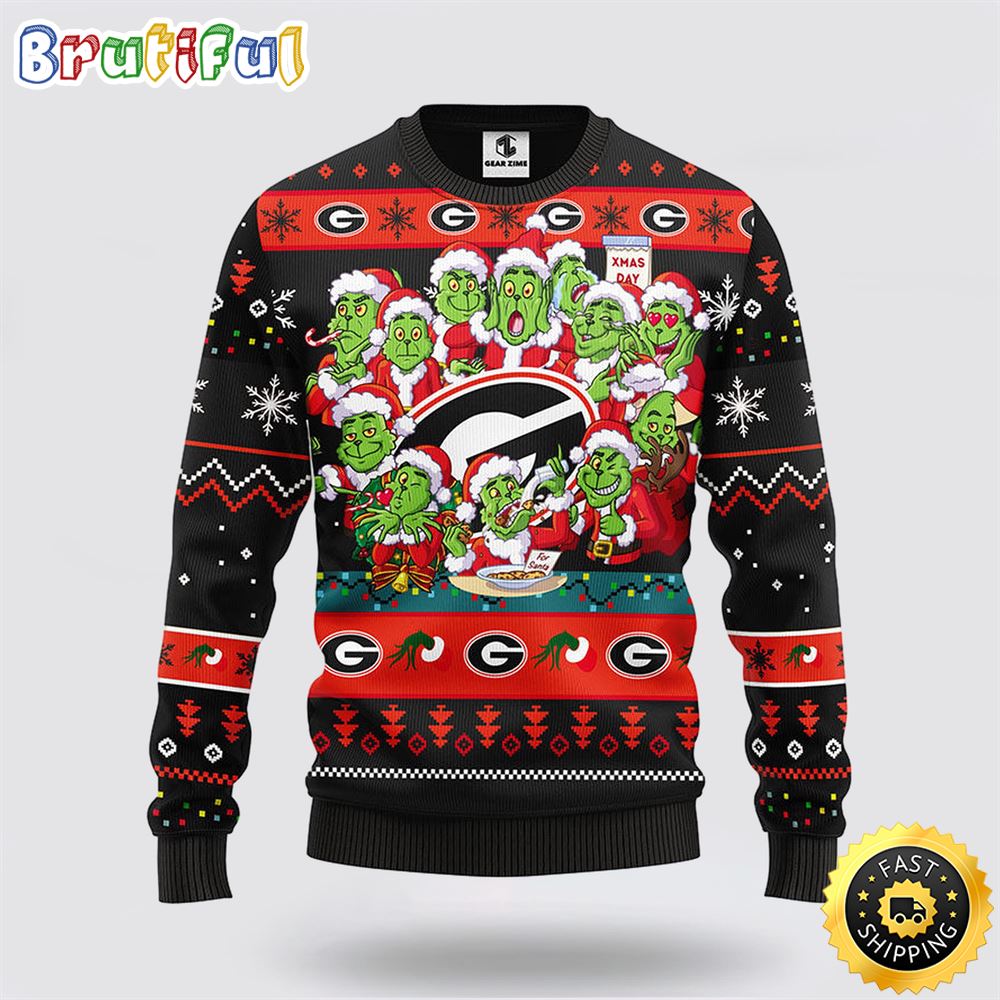 Ncaa Georgia Bulldogs Ugly Sweater 12 Grinch Xmas Day Ugly Christmas Sweater