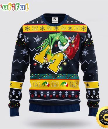 Ncaa Michigan Wolverines Ugly Sweater Grinch Ugly Christmas Sweater