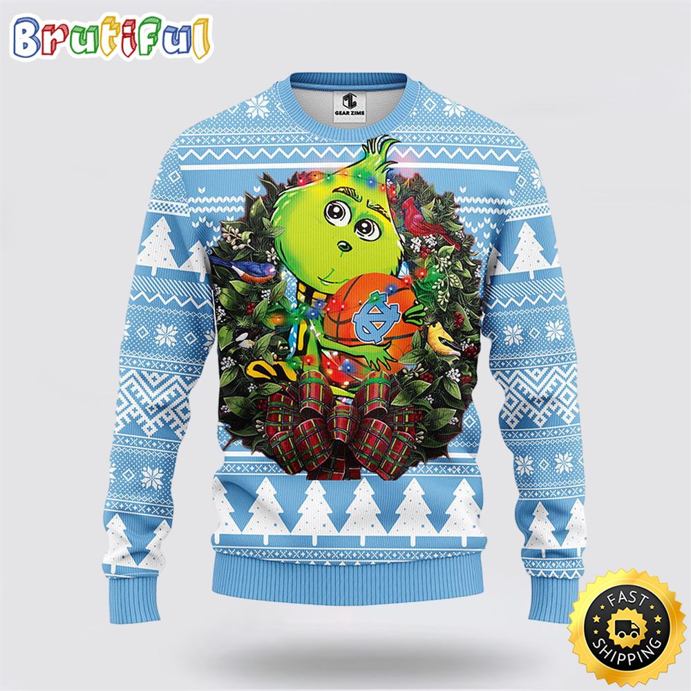 Ncaa North Carolina Tar Heels Ugly Sweater Grinch Hug Ugly Christmas Sweater
