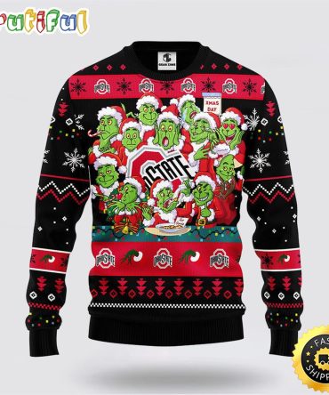 Ncaa Ohio State Buckeyes Ugly Sweater 12 Grinch Xmas Day Ugly Christmas Sweater