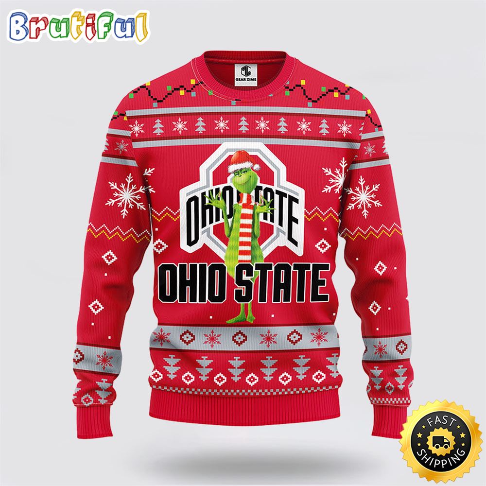 Ncaa Ohio State Buckeyes Ugly Sweater Funny Grinch Ugly Christmas Sweater