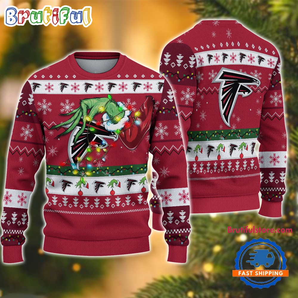 Nfl Atlanta Falcons Special Grinch'S Hand Football Christmas Ugly Sweater
