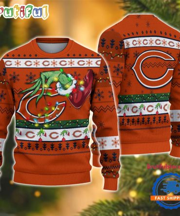 Nfl Chicago Bears Special Grinch'S Hand Football Christmas Ugly Sweater