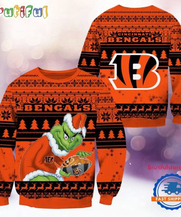 Nfl Cincinnati Bengals Football Grinch Christmas Ugly Sweater