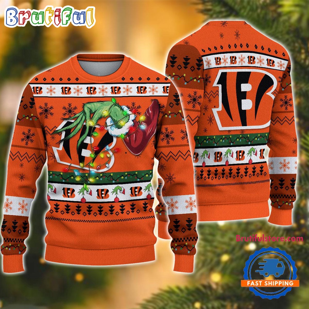 Nfl Cincinnati Bengals Special Grinch'S Hand Football Christmas Ugly Sweater