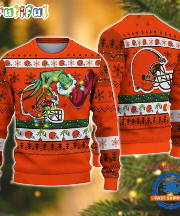 Nfl Cleveland Browns Special Grinch'S Hand Football Christmas Ugly Sweater