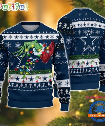 Nfl Dallas Cowboys Special Grinch'S Hand Football Christmas Ugly Sweater