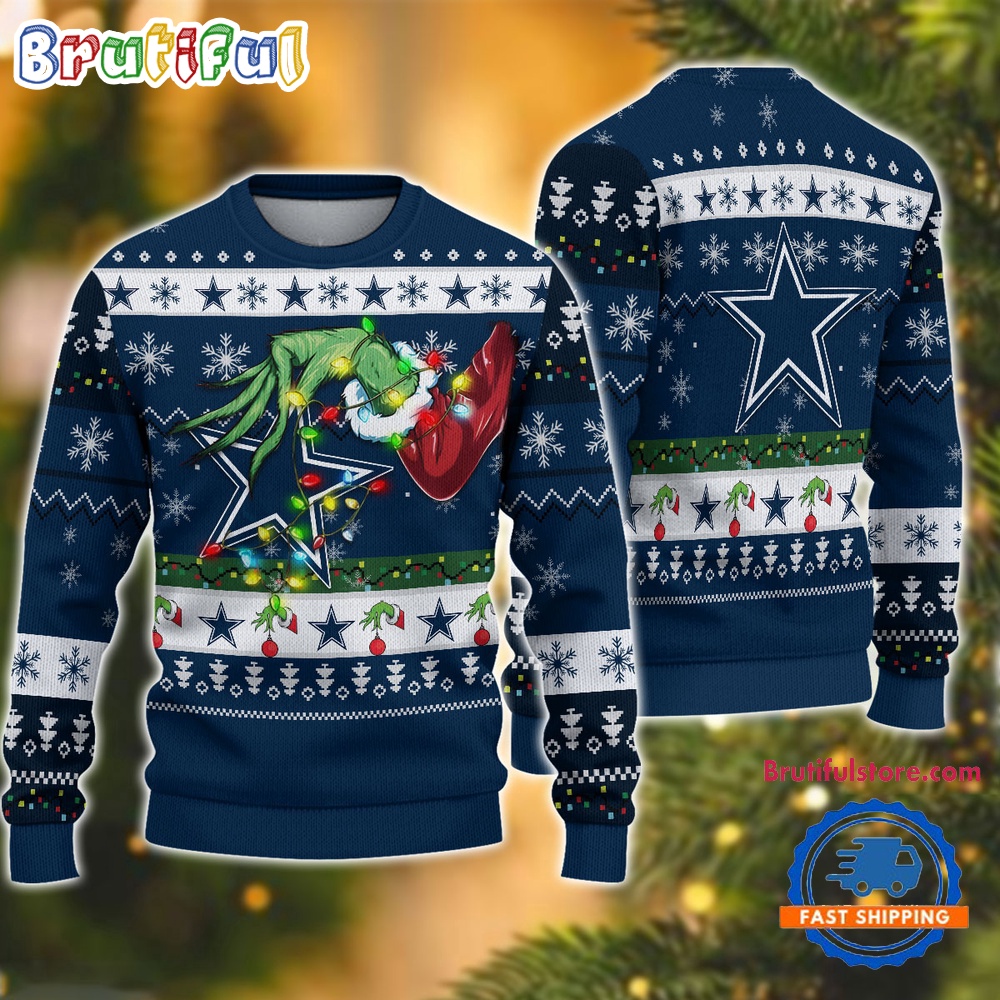 Nfl Dallas Cowboys Special Grinch'S Hand Football Christmas Ugly Sweater