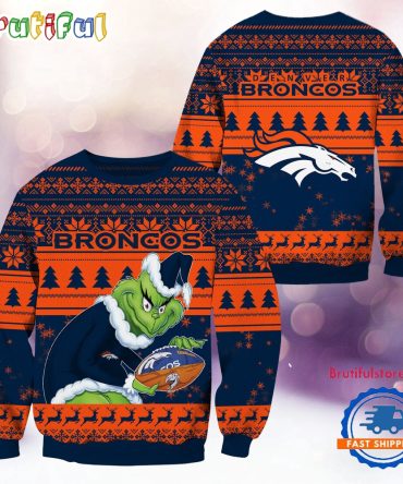 Nfl Denver Broncos Football Grinch Christmas Ugly Sweater