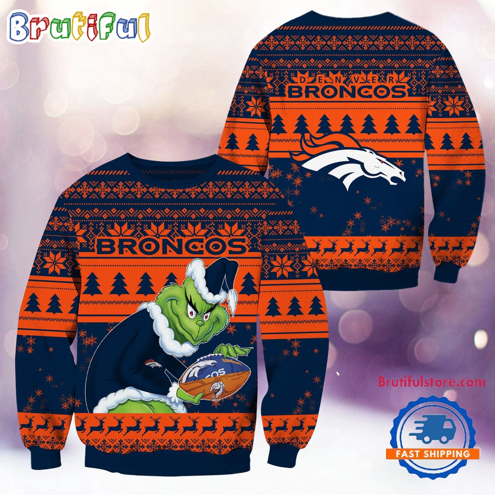Nfl Denver Broncos Football Grinch Christmas Ugly Sweater