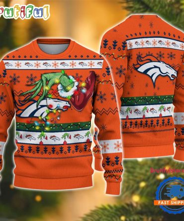 Nfl Denver Broncos Special Grinch'S Hand Football Christmas Ugly Sweater