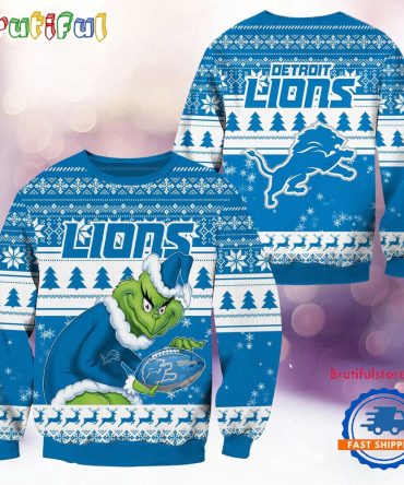 Nfl Detroit Lions Football Grinch Christmas Ugly Sweater