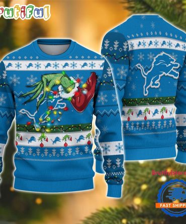Nfl Detroit Lions Special Grinch'S Hand Football Christmas Ugly Sweater