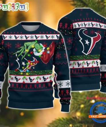 Nfl Houston Texans Special Grinch'S Hand Football Christmas Ugly Sweater