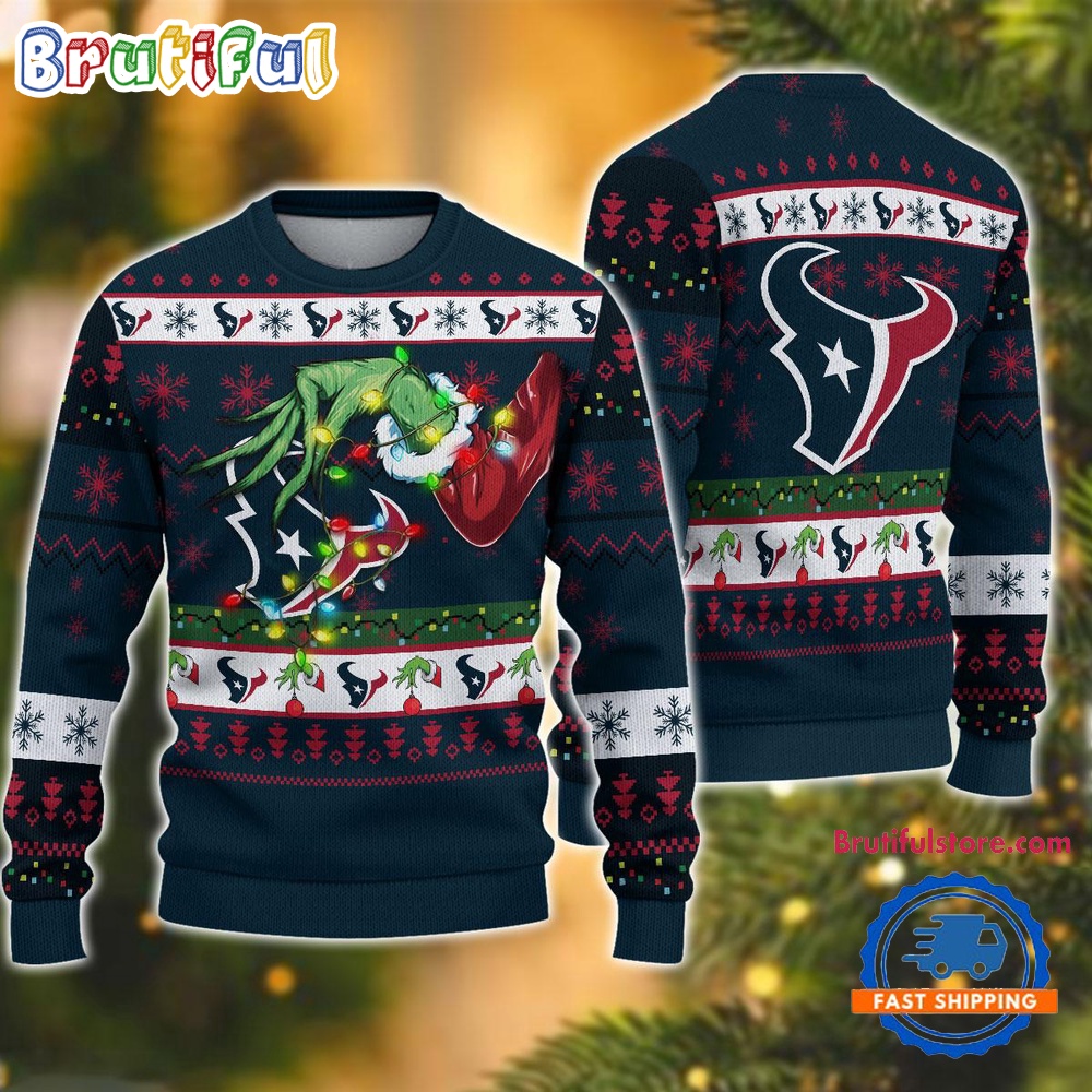 Nfl Houston Texans Special Grinch'S Hand Football Christmas Ugly Sweater