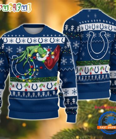 Nfl Indianapolis Colts Special Grinch'S Hand Football Christmas Ugly Sweater