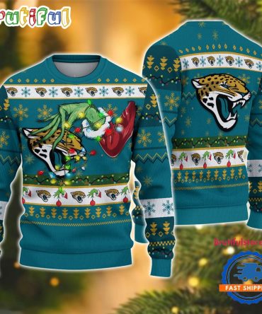 Nfl Jacksonville Jaguars Special Grinch'S Hand Football Christmas Ugly Sweater