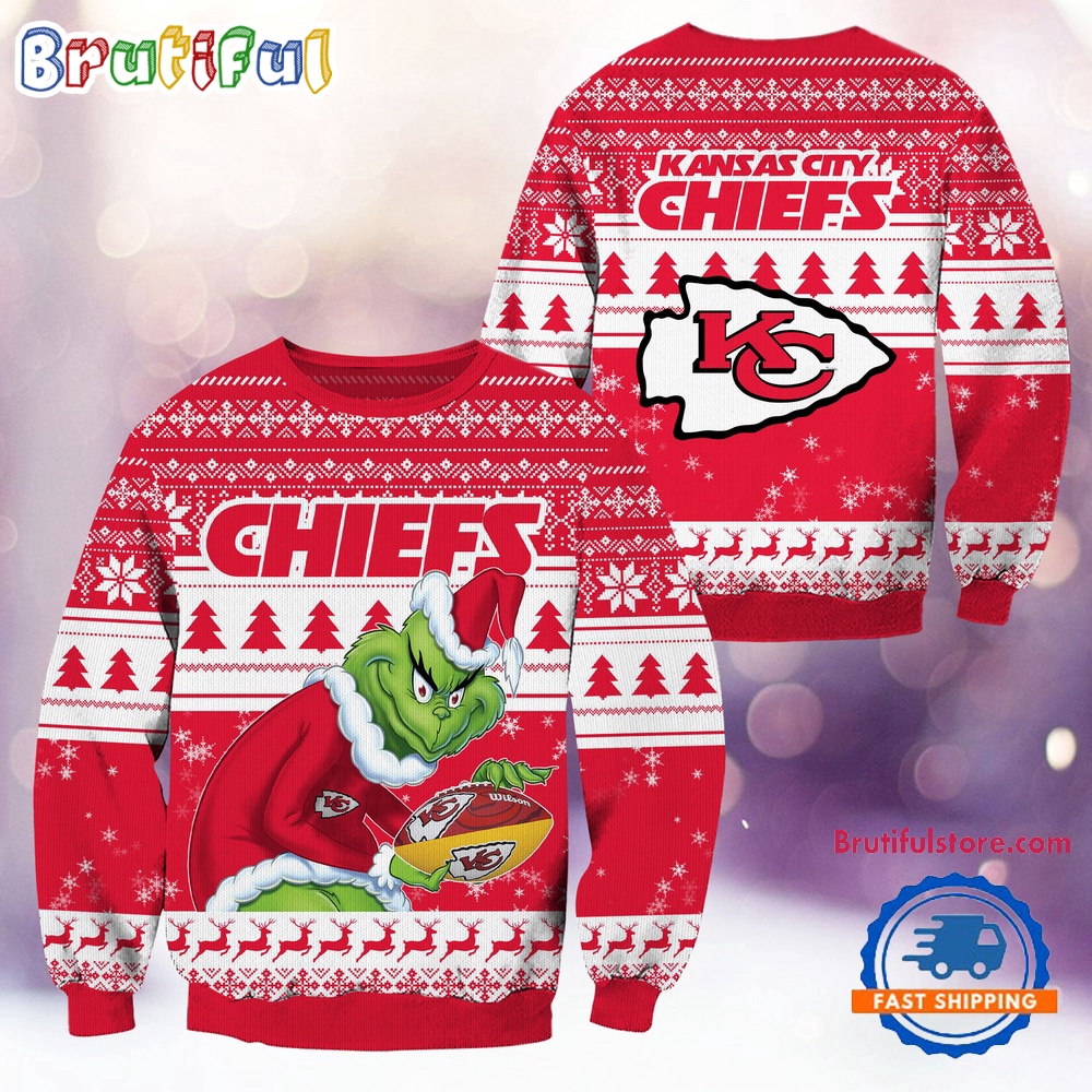 Nfl Kansas City Chiefs Football Grinch Christmas Ugly Sweater