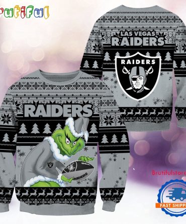 Nfl Las Vegas Raiders Football Grinch Christmas Ugly Sweater