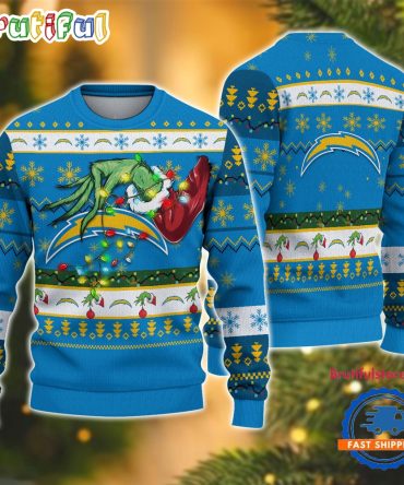 Nfl Los Angeles Chargers Special Grinch'S Hand Football Christmas Ugly Sweater