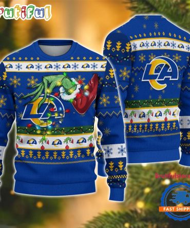 Nfl Los Angeles Rams Special Grinch'S Hand Football Christmas Ugly Sweater