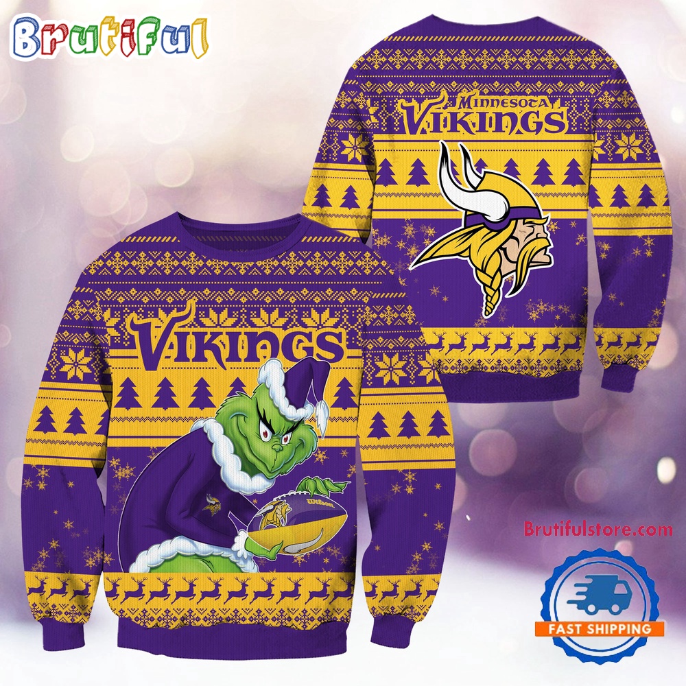 Nfl Minnesota Vikings Football Grinch Christmas Ugly Sweater
