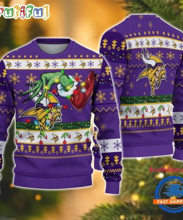 Nfl Minnesota Vikings Special Grinch'S Hand Football Christmas Ugly Sweater