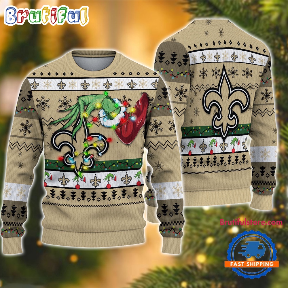 Nfl New Orleans Saints Special Grinch'S Hand Football Christmas Ugly Sweater
