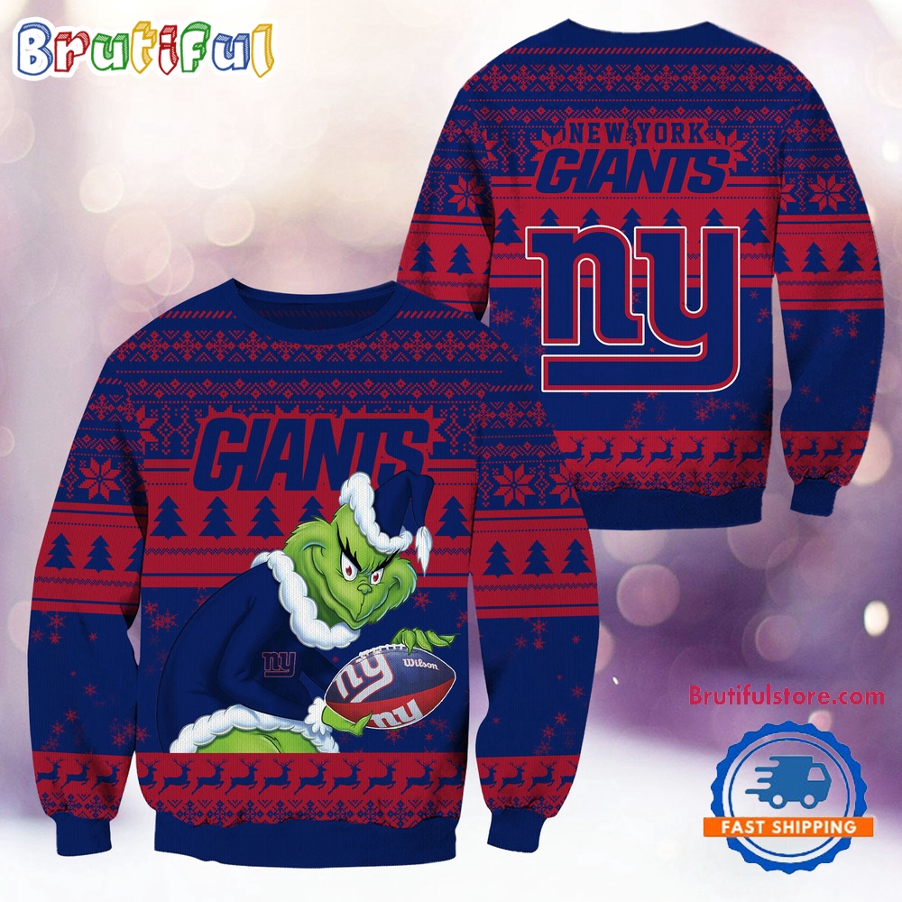 Nfl New York Giants Football Grinch Christmas Ugly Sweater