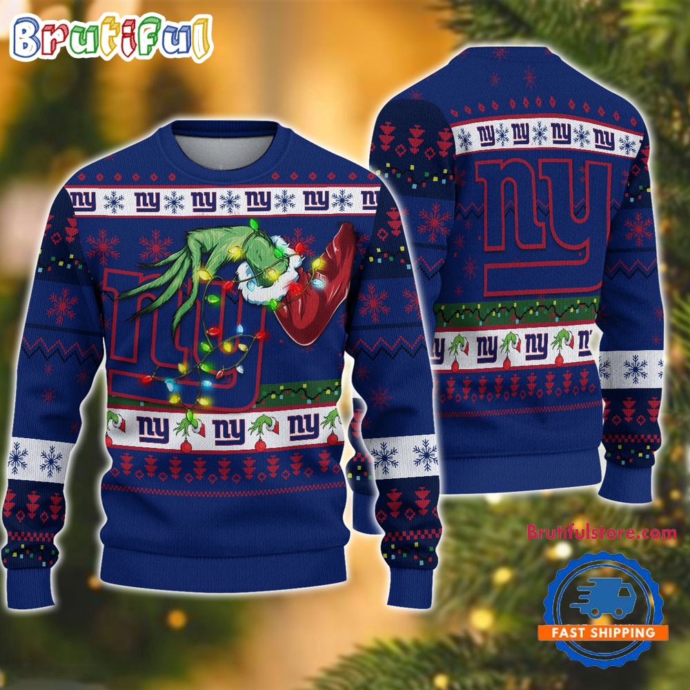 Nfl New York Giants Special Grinch'S Hand Football Christmas Ugly Sweater